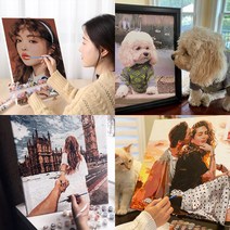 트렌드포유 DIY 유화그리기 주문제작 사진 그림그리기세트 24 36 42색 캔버스페인팅, 70 x 70 size 24 color