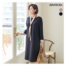 김여사 샤론 배색 스카프 세트 원피스 엄마옷/마담옷/중년여성/50대/60대