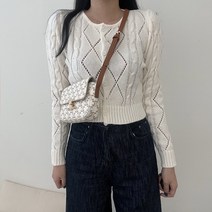 VANANA2 여성 따숩 꽈배기 기본핏 라운드 가디건