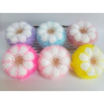 100%폴리 국내산 핸드메이드 입체 꽃 호빵수세미/색상랜덤