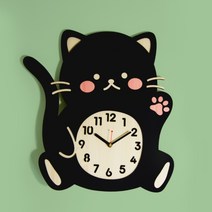 까만 고양이 캐릭터 무소음 벽시계 유치원 어린이집 어린이벽시계, 상세페이지 참조