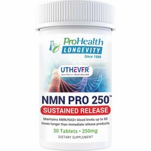 비타민B 고함량 활성비타민B 콤플렉스 ProHealth Longevity NMN Pro 250 지속 출시 Uthever 브랜드 포함 세계 신뢰받는 초순수 화된 제약 등급 NMN으로, 30개(1팩)
