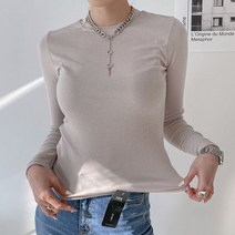 삐까삐까 부드러운 이너 레이어드 슬림 라운드 긴팔티셔츠