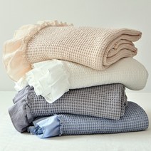 몽뜨락 모달코튼 와플 프릴 여름 홑이불 스프레드 이불, 블루
