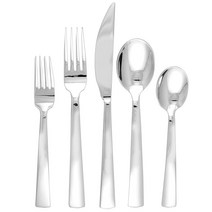 Ginkgo International Burton 42피스 스테인리스 스틸 플랫웨어 플레이스 세팅 8 플러스 2피스 호스티스 세트 서비스 USA 미국, 42-Piece