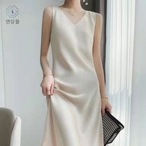 [연당월]나시 원피스 여외복 미디스커트 이너 실크 나시 기질 스커트 트렌드미샤스커트