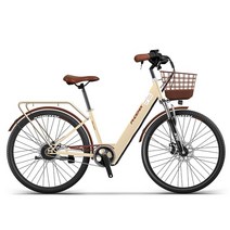 Montheria 전기자전거 36V 전동자전거 24/26인치 B918-127, 15AH-35KM, 26인치 아이보리