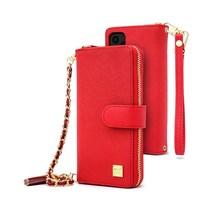 아모하 갤럭시 S10 플러스 5G E 전용 이태리 고급 송아지 가죽 앱송 레더 지퍼 지갑형 핸드폰 케이스 + 스트랩 2개