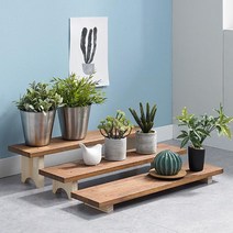 화분받침대 우드 선반 정리대 원목 인테리어 선반 다이 화분 진열대 1단 2단 3단, 길이600mm x 폭145mm x 높이80mm중형