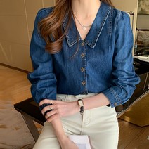 무드무드 / 포인티드 브이카라 데님 셔츠