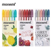 NEW 디자인 모나미 라이브칼라 6색/트윈사인펜/드로잉/필기, Refresh