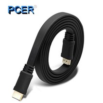 HDMI분배기 확장 듀얼 젠더 동시출력 PCER 케이블 플랫 슬림 HDMI 코드 금도금 팁 무산소 구리 4K * 2K 3D, 01 Black_07 1.8m