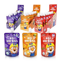 팔도 뽀로로 비타플러스 음료 100ml 11개 포도 딸기 오렌지, 11팩, 오렌지맛
