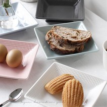 브런치 디저트 플레이팅 앞접시 도자기 사각접시 5색, 화이트