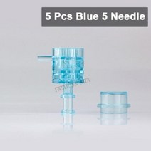 뷰티디바이스 히알루론산 총 마이크로 니들 멸균 주사기 메조피 치료용 블랙헤드 제거 딥 하이드 레이션 안티 에이징, 5pcs blue 5 needle