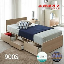 라자가구 [라자가구]900오크Deep시크릿H 멀티수납 침대세트(900싱글)-텐셀퓨어 본넬매트리스, 단품없음