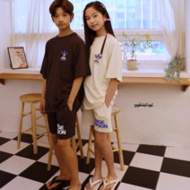 여름 5~21호 아동 주니어 유아 키즈 초등학생 남아 여아 반팔 면 티셔츠 반바지 상하세트 국내제작 등원룩 스쿨룩 남매룩 형제룩 자매룩 쌍둥이룩 커플룩 츄리닝 상하복 세트 여름옷