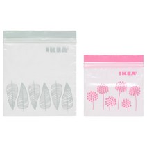 이케아 ISTAD 이스타드 지퍼백 0.4L 1L 각30매 위생봉투 핑크 그린, 1팩, 대(L)