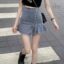 [Myshe]여성 데님 청 스커트 캉캉 미니 스커트 MJ508LTT510QK05