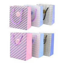 체크 라인 리유저블백 선물용 종이 가방 쇼핑백 도매 선물 미니 답례품 다회용 백 봉투 술 옷가게 튼튼한 직사각 손잡이 화장품 케이스, 중 - 화이트 라인