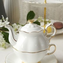 퓨어화이트 골드 티포원 소 차주전자 도자기 찻