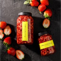 [초코써니 딸기청] 홈카페 딸기 라떼 우유 요거트 과일 수제청 과일청 1kg 500g 답례품 차 선물 세트 대용량 납품, 1kg레몬딸기청