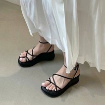 웨지힐 부츠 샌들 여름 스퀘어 발목 스트랩 웨지 레이디 캐주얼 미끄럼 방지 샌들 신발