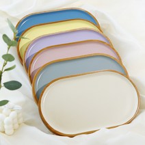 원목쟁반 컬러우드 서빙 트레이 사각형 타원형, 퍼플