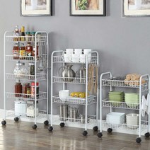 이동식 철제 선반 다용도 틈새수납 무빙트롤리 3단 5단 무볼트, 3단 이동형 화이트