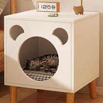 원목 숨숨집 고양이 반려 하우스, 화이트