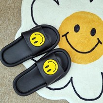 발망치 유치원 어린이집 교사 실내화 산후조리원 임산부 무소음 실내용 스마일 슬리퍼, 블랙(220)