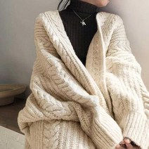 여자 간절기 패션 가을 외투 니트 꽈배기 롱가디건
