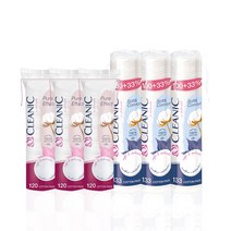 클레아닉 천연순면화장솜 소프트터치(120매X3)+소프트앤컴포트(133매X3), 6개