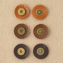 퀼팅맘 천연가죽 자석 똑딱이 스냅 단추 자석단추 (국내생산), [앤틱/원형30mm] 브라운 (Vegetable)