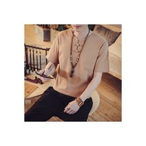 GRSOEZO 남성 면 개량 바지 상하의세트 마 생활한복 소재 삼베 퓨전 여름