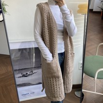 뜨개진 여성용 토리얼 롱 가디건
