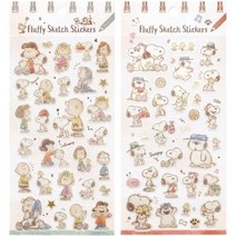 일본 수입 스누피 플루피 스케치 스티커 2종, 78931