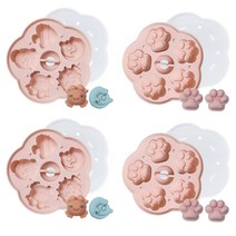 Nolepe 5구 실리콘 베이킹 몰드 우드 스틱 50개 포함, 2개, 핑크 고양이 발바닥, 핑크 해양동물