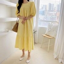 스위트플러스 임부복 하객 원픽 퍼프 셔링 드레시 여름 원피스