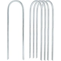 Sukh 840500 금속 텐트 철근 말뚝 트램펄린 앵커 튼튼한 야외 캠핑 키트 30.5cm12인치 아연 도금 스틸 녹 그라운드 윈드 축구 목표, 4팩 실버 U자형