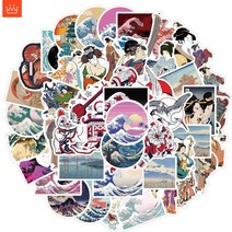 일본 우키요에 파도 스티커 일본 애니메이션 낙서 방수 스티커 세트 50 매