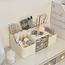 BLOWFISHFUGU 흰색탁상 수납함 다용도 수납 책상 수납함 서랍형 대용량책상정리수납함, 베이지색