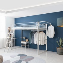 브라보가구 밀라 철제 벙커침대+ 견면매트리스, 화이트