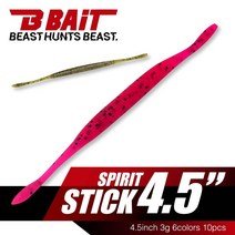 [B-BAIT] 비베이트 스피릿 스틱 스트레이트웜 (4.5인치 10개입) 광어 배스루어, 레드