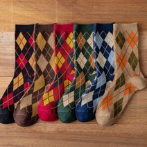 딥 아가일 양말 3개세트 패션 마름모