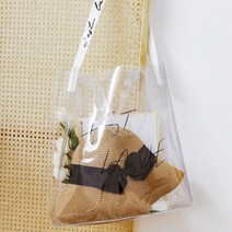 PVC가방 투명가방 대용량 PVC 숄더 핸드백 젤리 백 심플한 투명 방수 캐주얼 토트백