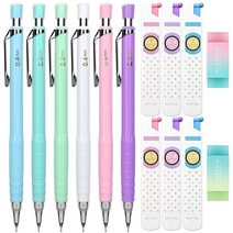 EXCELFU 0.4 mm 샤프 6개 튜브 리드 리필 6개와 지우개 2개 쓰기 드로잉 서명용 6가지 색상 USA 미국