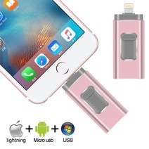 iPhone/Android/태블릿 PC용 Pendrive 3 in 1 iPhone 3.0 USB 플래시 드라이브 OTG 32GB 128GB 512GB, rose gold