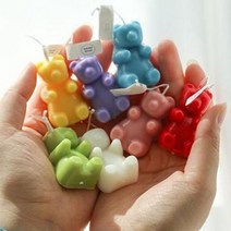 곰돌이 캔들 향초 방향제 초 [7color 젤리곰 하리보 베어 곰 KC인증 곰젤리 실내 오브제 양초], 연두
