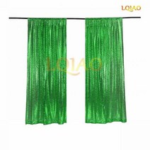 2 패널 피트 x 8 실버 쉬머 스팽글 패브릭 사진 부스 배경 커튼 웨딩 파티 장식, 2pc 2x10ft-60x300cm, Apple Green